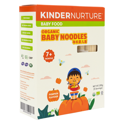 [25% Off Bundle Deal] 3 x KinderNurture Organic Baby Noodles- Pumpkin Flavour, 200g.