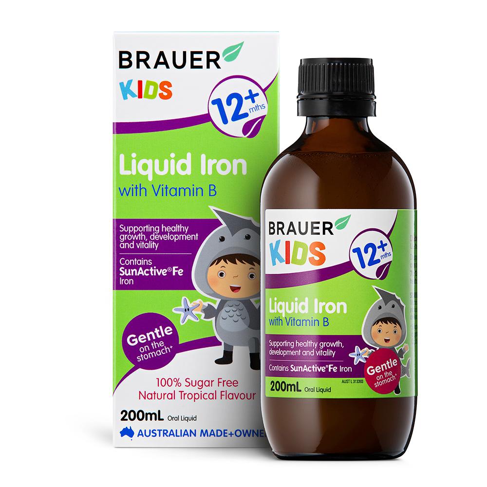 Brauer Kids Liquid Iron with Vitamin B, 200 ml.
