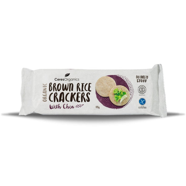 Ceres Organics Brown Rice Crackers - with Chia, 115 g.