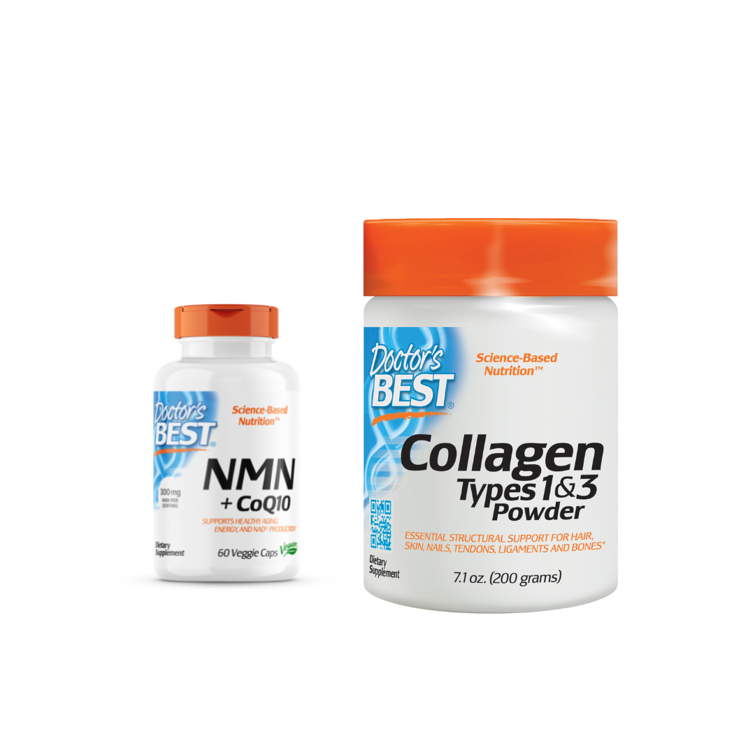 Doctor's Best NMN + COQ10, 60 vcaps + Doctor's Best Best Collagen Types 1 & 3 Powder 200g