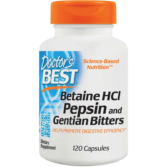 Doctor's Best Betaine HCl Pepsin & Gentian Bitters, 120 caps-NaturesWisdom