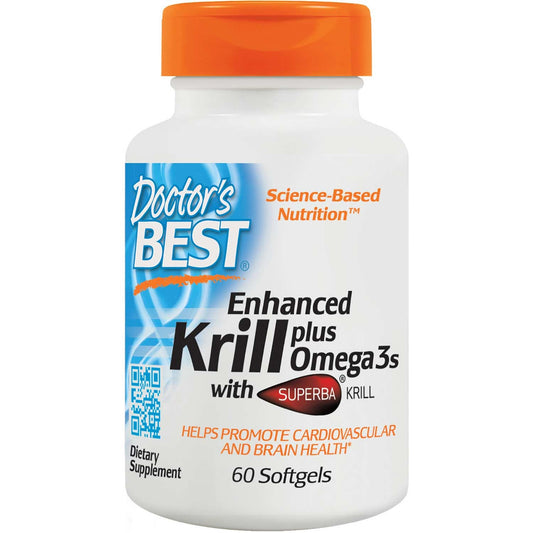Doctor's Best Enhanced Krill + Omega 3s with Superba Krill, 60 sgls-NaturesWisdom