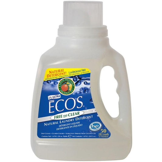 Earth Friendly 2X Concentrate ECOS Laundry Liquid - Free & Clear, 1478.5 ml.-NaturesWisdom