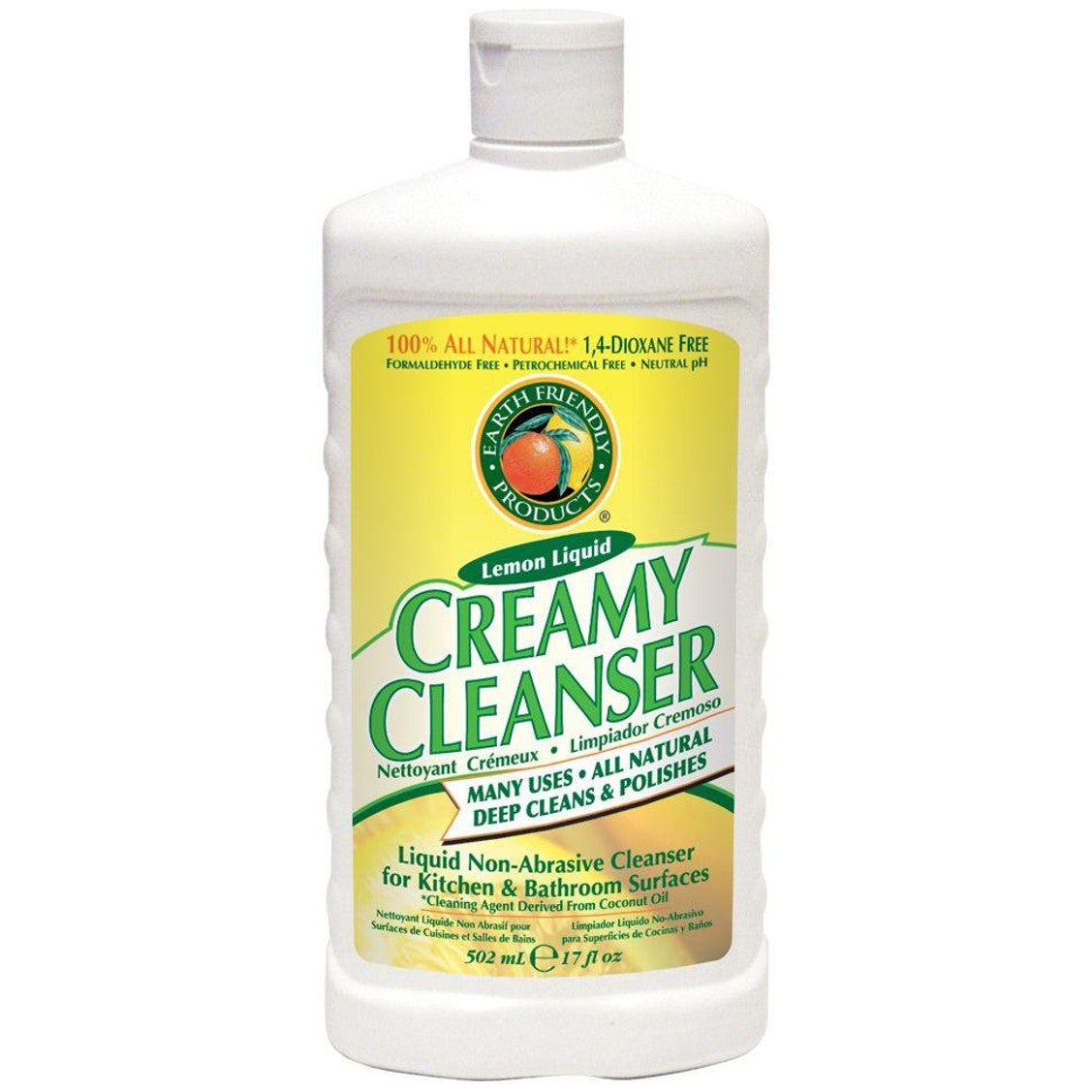 Earth Friendly Creamy Cleanser - Natural Lemon, 500 ml.-NaturesWisdom
