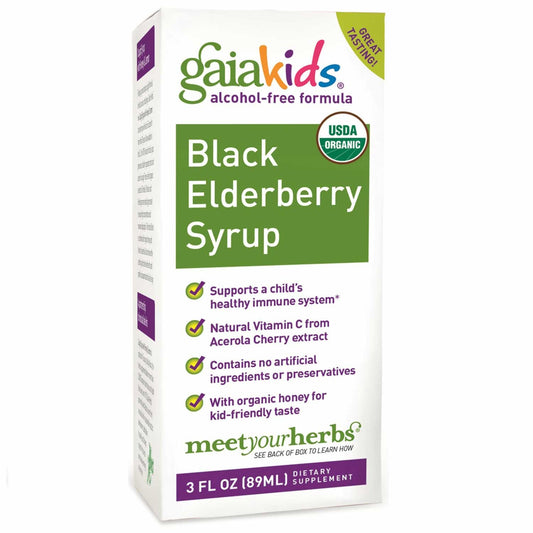Gaia Kids Black Elderberry Syrup, 90 ml.-NaturesWisdom