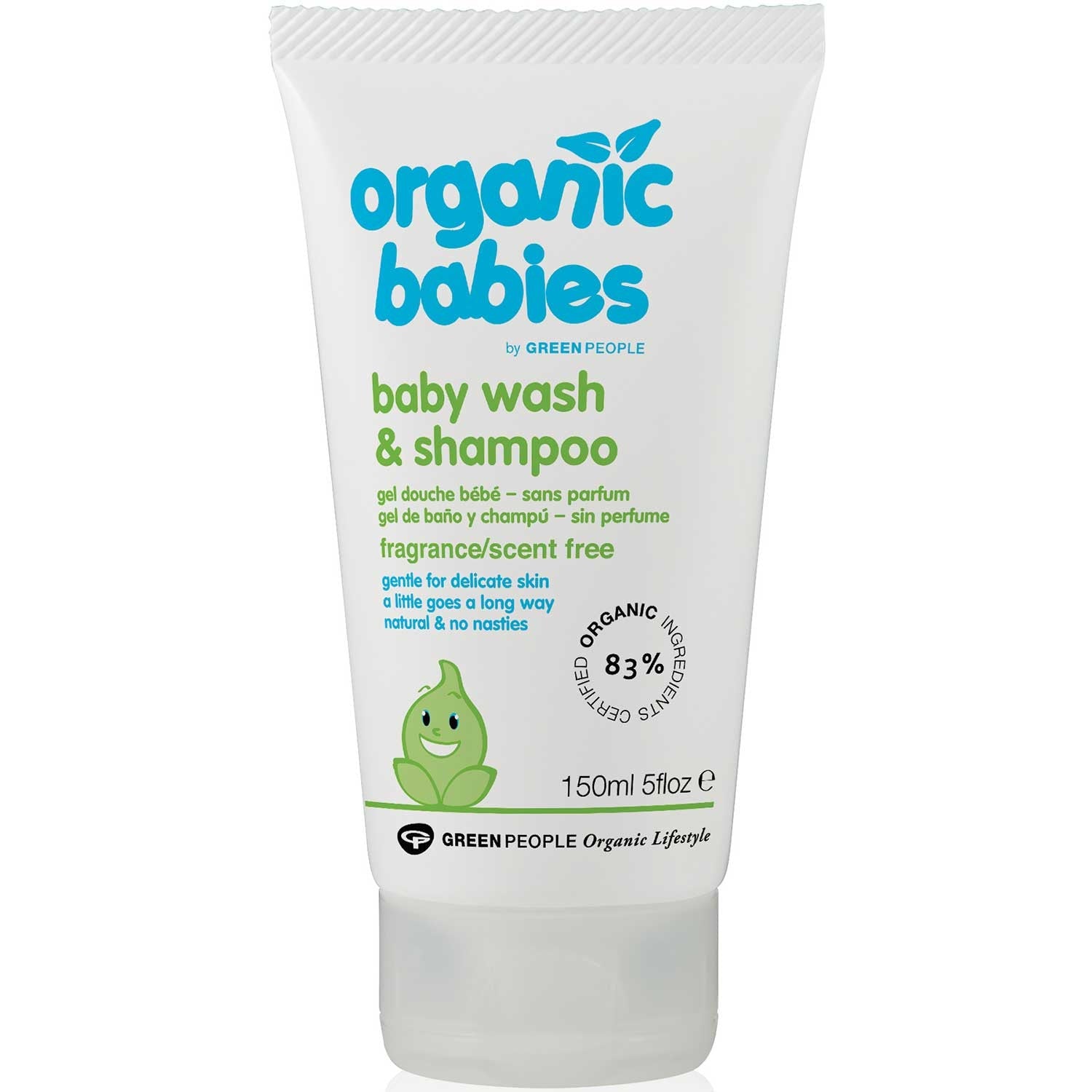 Green People Organic Babies Scent Free Baby Wash & Shampoo, 150 ml.-NaturesWisdom