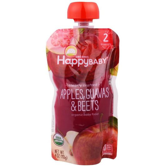 Happy Family Happy Baby Stage 2 Clearly Crafted - Apples Guavas & Beets, 113 g.-NaturesWisdom