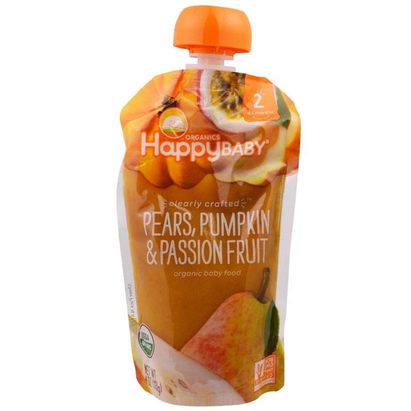 Happy Family Happy Baby Stage 2 Clearly Crafted - Pears Pumpkin & Passion Fruit, 113 g.