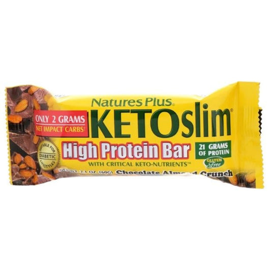 Natures Plus Ketoslim High Protein Bar - Chocolate Almond Crunch, 60 g (1 Bar Each)
