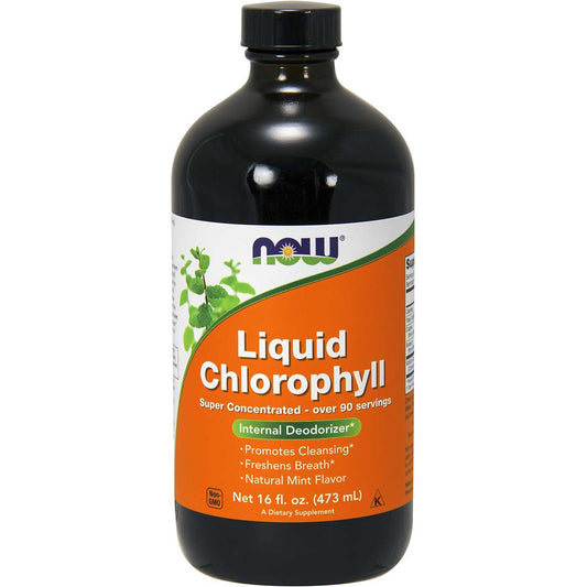 NOW Chlorophyll Liquid 3X w/Peppermint, 473 ml.-NaturesWisdom