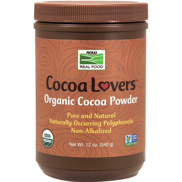 NOW Organic Cocoa Powder - Unsweetened, 340 g.