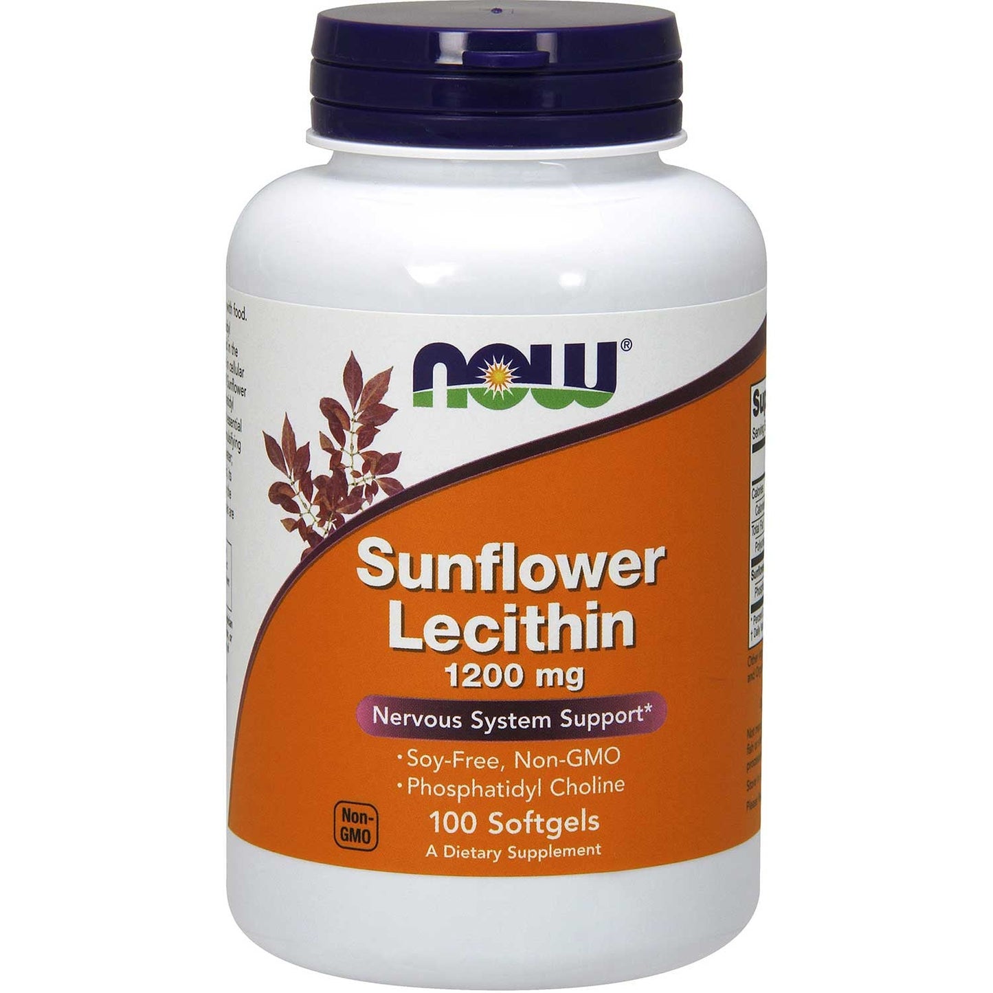 NOW Sunflower Lecithin 1200 mg (Non-GMO, Soy-Free), 100 sgls.-NaturesWisdom