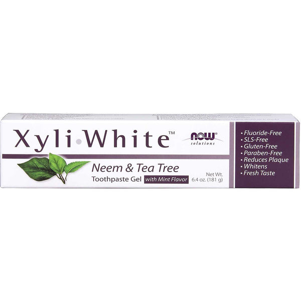 NOW XyliWhite Toothpaste Gel - Neem & Tea Tree (Fluoride-Free), 181 g.