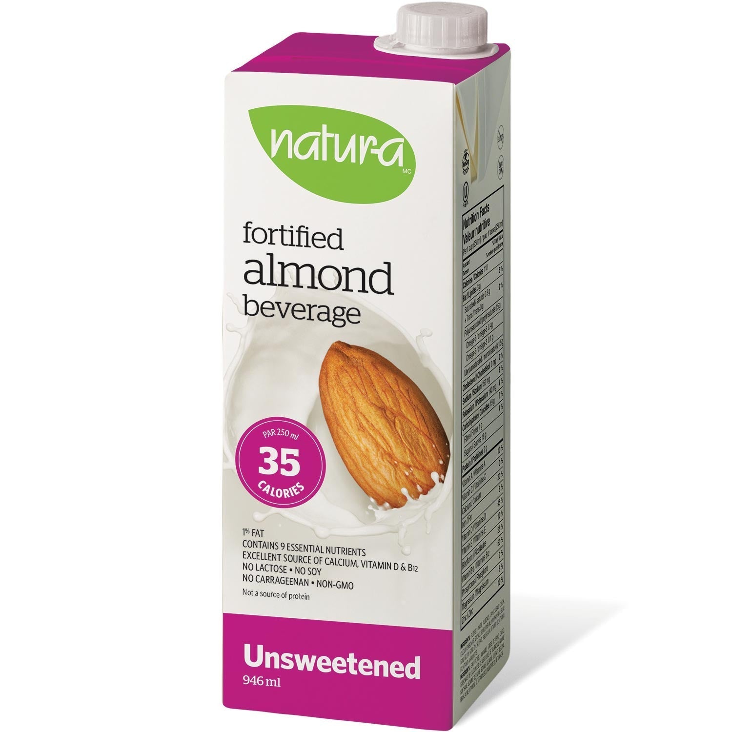 Natur-a Enriched Almond Beverage - Unsweetened, 946 ml.-NaturesWisdom