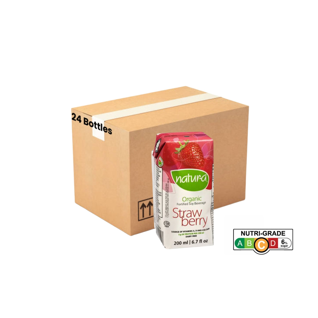 [Case of 24] Natur-a Enriched Soy Beverage - Strawberry (Organic), 200 ml. (Expiry: 29/05/2024)