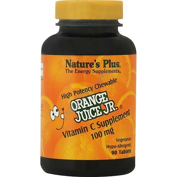 Natures Plus Orange Juice Jr. Vitamin C 100 mg, 90 tabs.