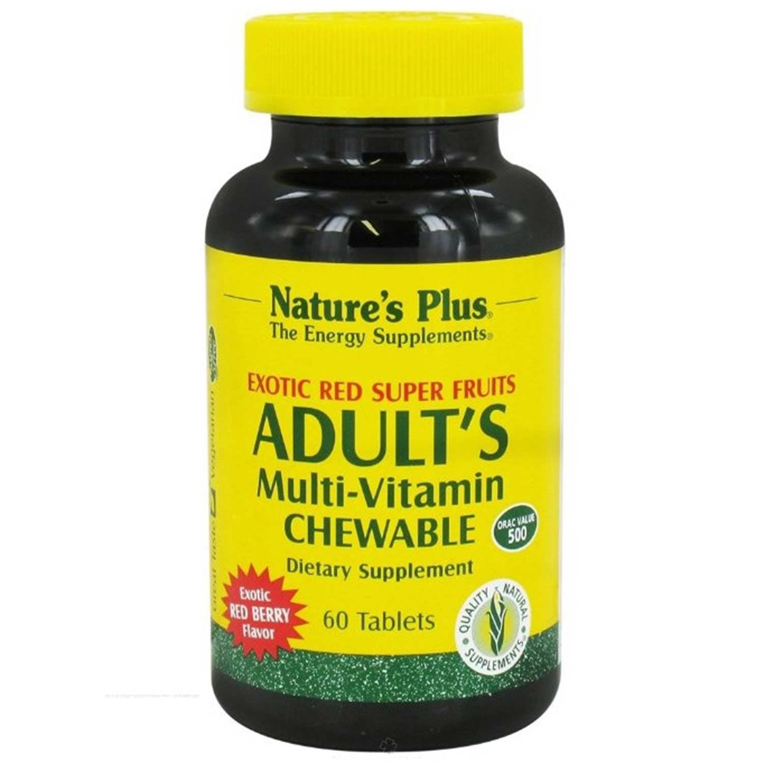 Natures Plus Adult's Multi-Vitamin Chewable - Exotic Red Super Fruits, 60 tabs.-NaturesWisdom