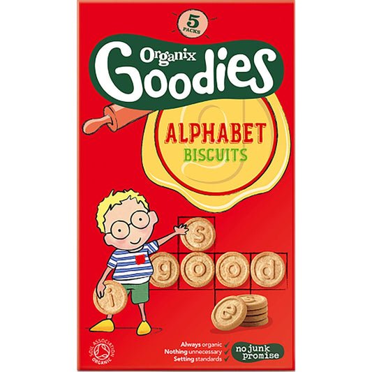 Organix Goodies Organic Alphabet Biscuits, 5 x 25 g.-NaturesWisdom