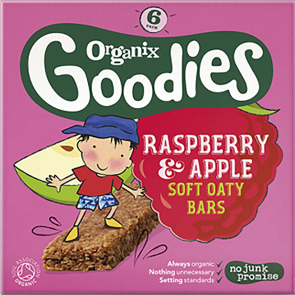 Organix Goodies Organic Soft Oaty Bars - Raspberry & Apple, 6 x 30 g.