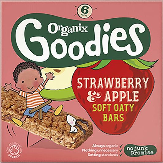 Organix Goodies Organic Soft Oaty Bars - Strawberry & Apple, 6 x 30 g.-NaturesWisdom