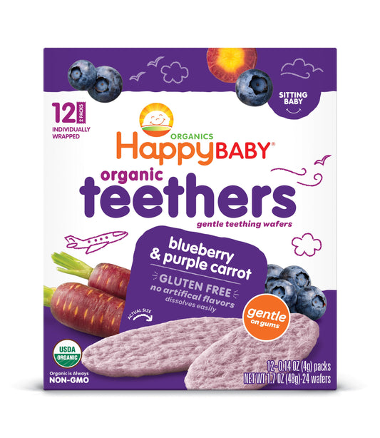 Happy Family Happy Baby Gentle Teethers - Blueberry & Purple Carrot, 12 x 4 g.