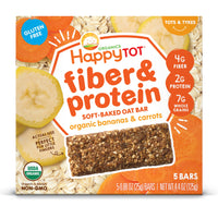 Happy Family Happy Tot Fiber & Protein Soft-Baked Oat Bar - Bananas & Carrots, 5 x 25 g.