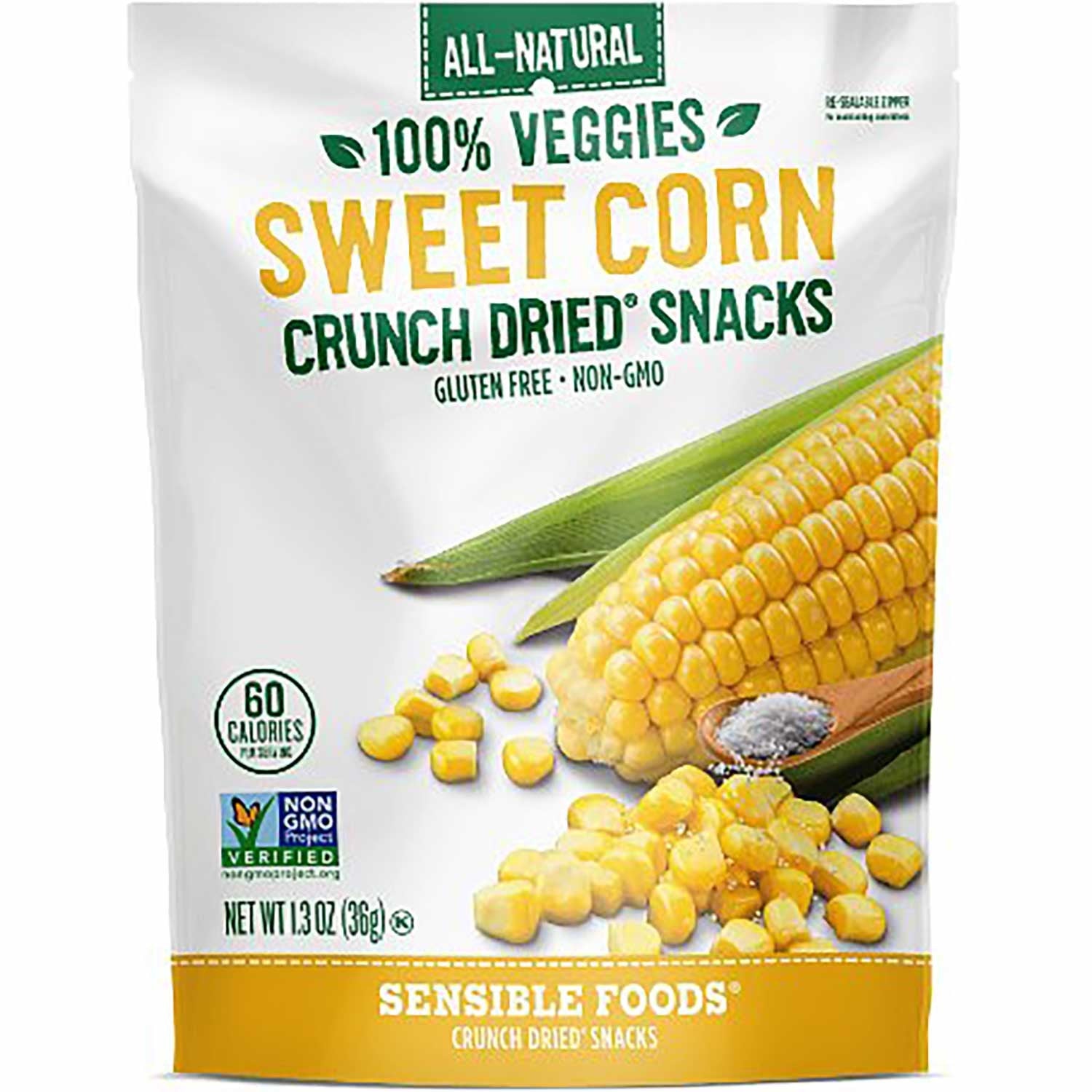 Sensible Foods All-Natural 100% Veggies Sweet Corn Crunch Dried Snack, 37g.-NaturesWisdom