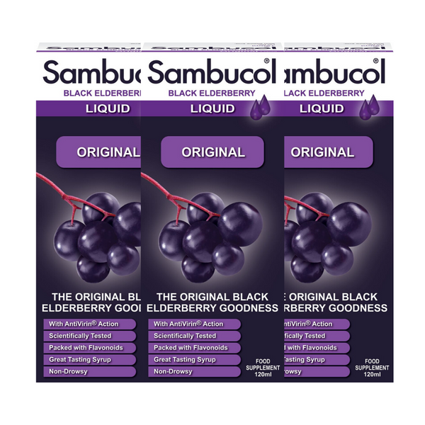 25% OFF [Bundle of 3] Sambucol Regular/Original (UK Version), 120 ml.