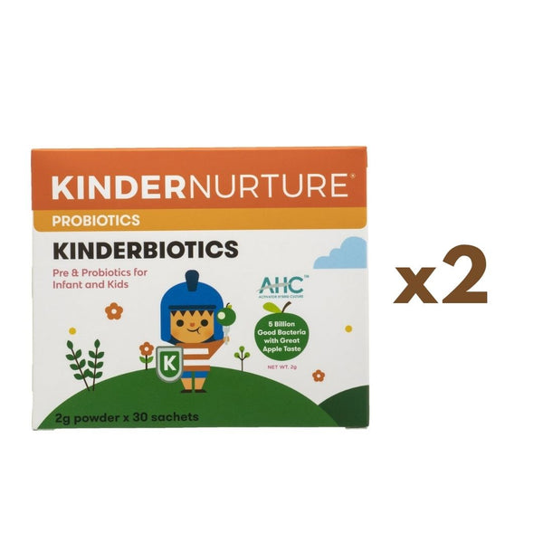 25% Off [Bundle of 2] KinderNurture Kinderbiotics Probiotics, 30 sachets x 2g.